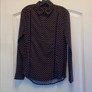 Navy blue with pattern blouse